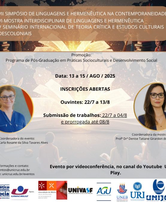 PPG em Práticas Socioculturais e Desenvolvimento Social da Unicruz traz programação com vários especialistas